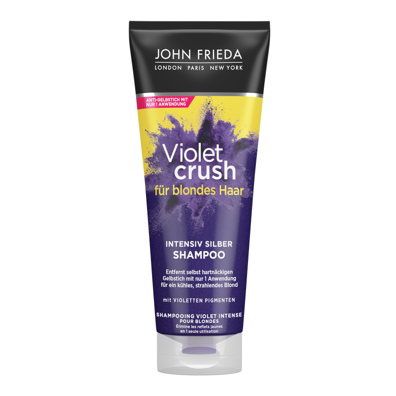 John Frieda Violet Crush Intensiv Silber Shampoo Packungsvorderseite