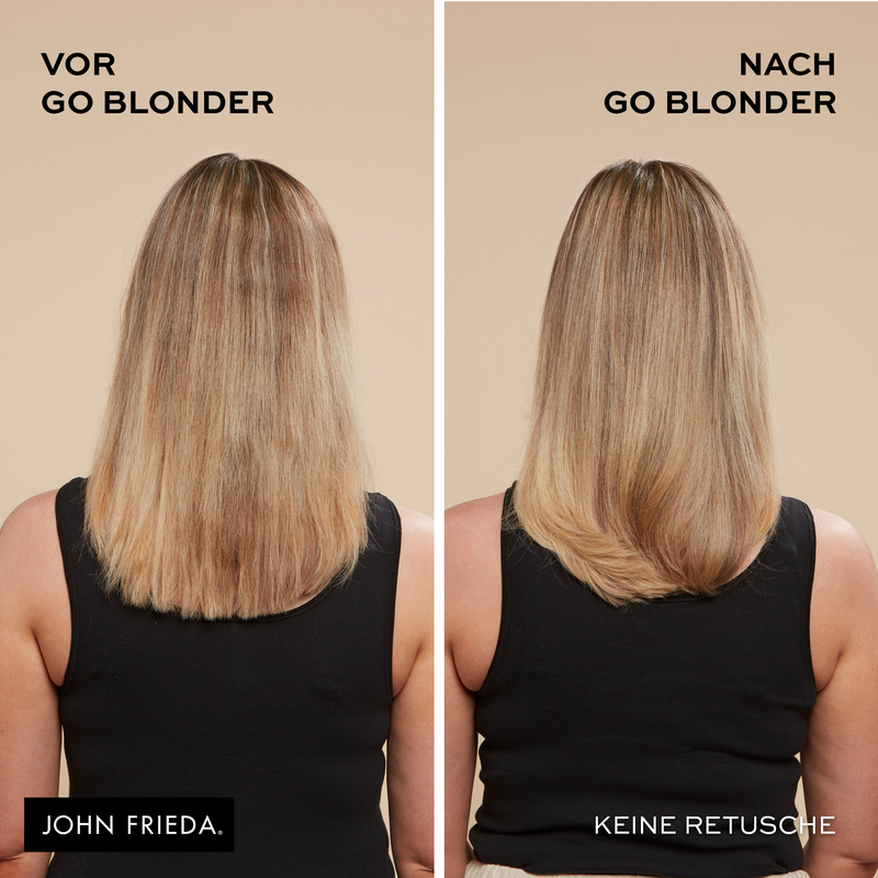 Vergleichsbilder vor und nach der Behandlung mit John Frieda Go Blonder Produkten