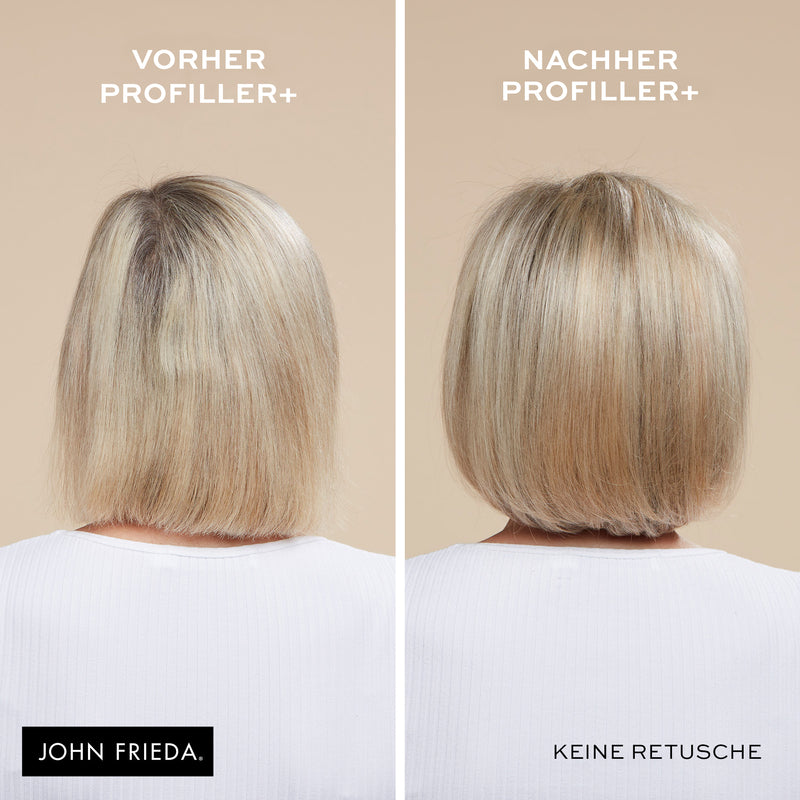 Vergleichsbilder vor und nach der Behandlung mit John Frieda PROfiller+ Produkten