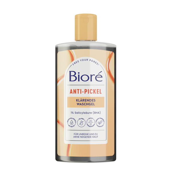 Bioré Anti-Pickel Waschgel mit Aktivkohle & Salicylsäure. Gegen Unreinheiten, Mitesser & Akne. Für normale bis fettige Haut. 