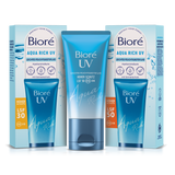 Das Feuchtigkeitsfluid Bioré Aqua Rich UV ist sowohl mit Lichtschutzfaktor 30 als auch 50 erhältlich.