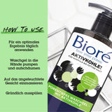 Anwendung Aktivkohle Waschgel: in die Hände pumpen, aufschäumen ins Gesicht einmassieren und gründlich abspülen.