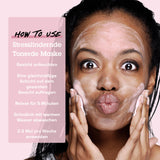 Anwendung Tonerde-Maske: gleichmäßige Schicht auf dem Gesicht auftragen und nach 5 Minuten gründlich abwaschen.